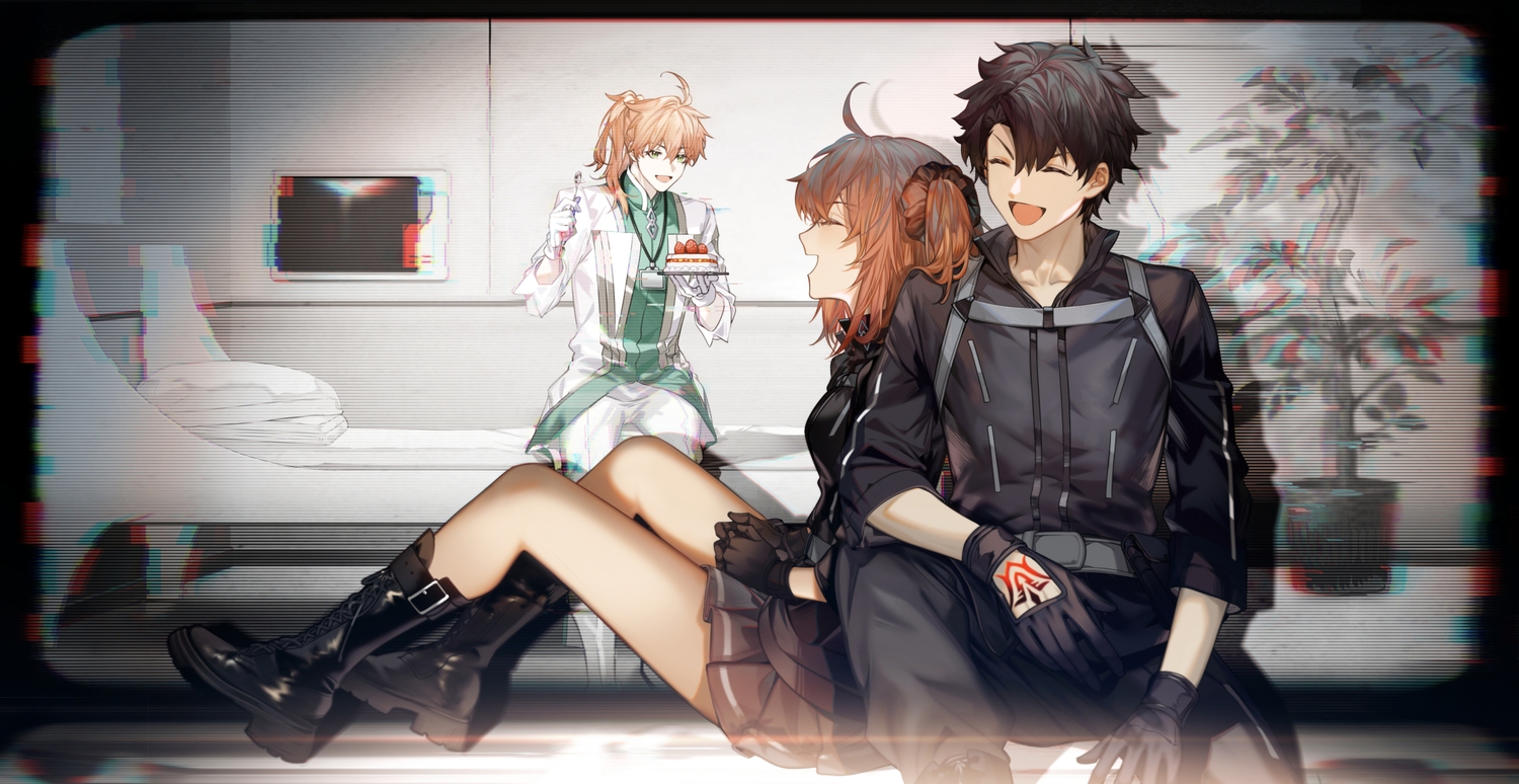 arlizi, bed, black_hair, boots, cake, fate/grand_order, fate_(series), food