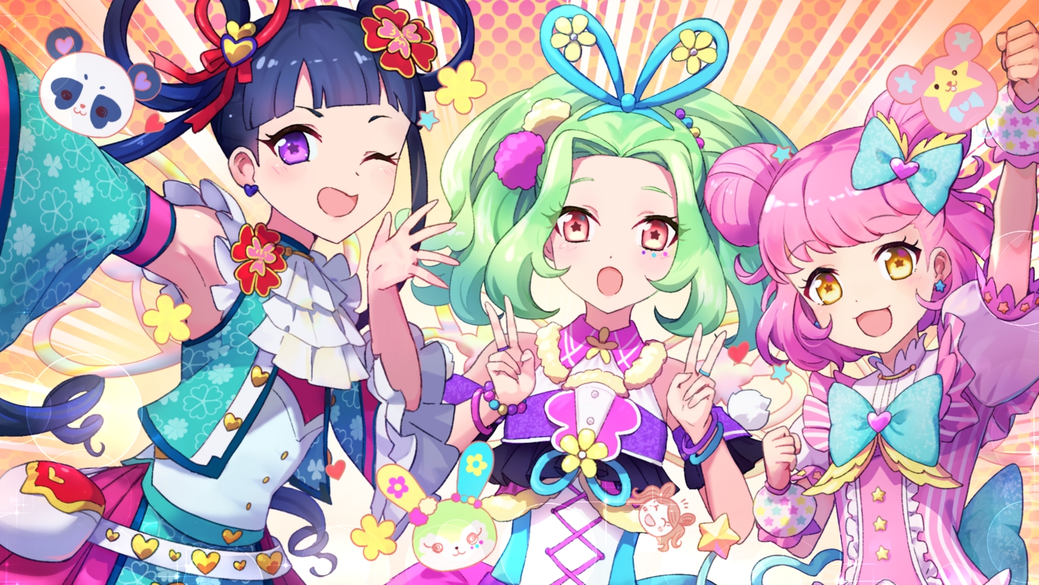 bow, hsin, kiracchu_(pri_chan), kiratto_pri_chan, melpan_(pri_chan), rabbily_(pri_chan), wink