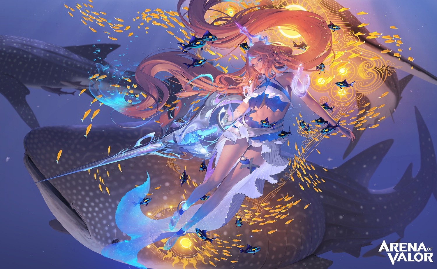 aliasing, animal, aqua_eyes, arena_of_valor, armor, barefoot, breasts, elbow_gloves