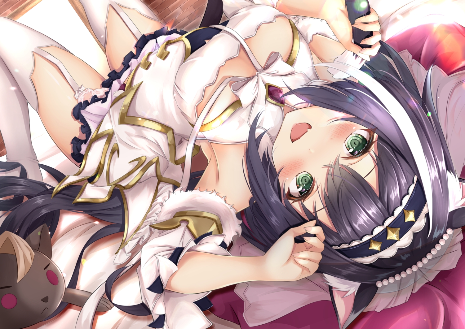 animal_ears, catgirl, garter_belt, green_eyes, karyl, princess_connect!, purple_hair, rumiko_(rmeco), stockings