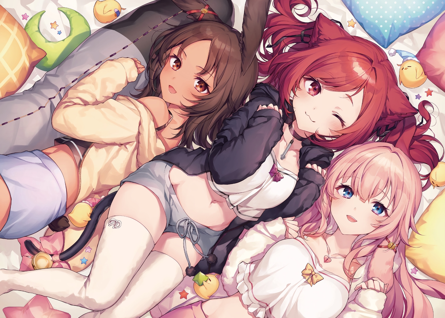 animal, animal_ears, anthropomorphism, azur_lane, bed, bird, blue_eyes, blush