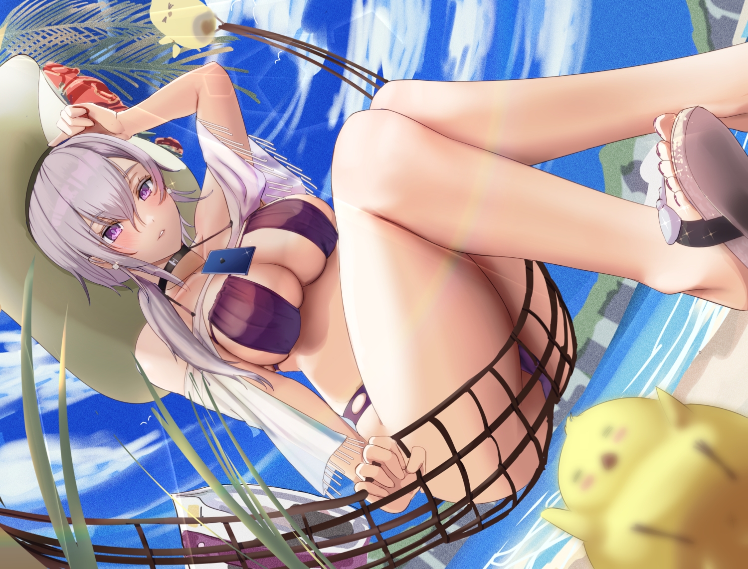 animal, anthropomorphism, azur_lane, beach, bikini, bird, breasts, cafenami