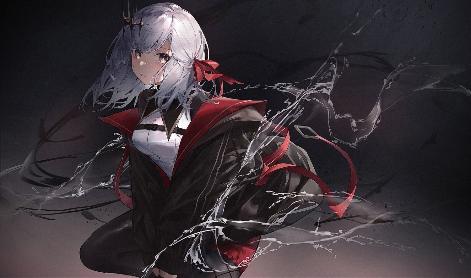 alba_sera, crying, gray_hair, red_eyes, tears, versen, zeklewa