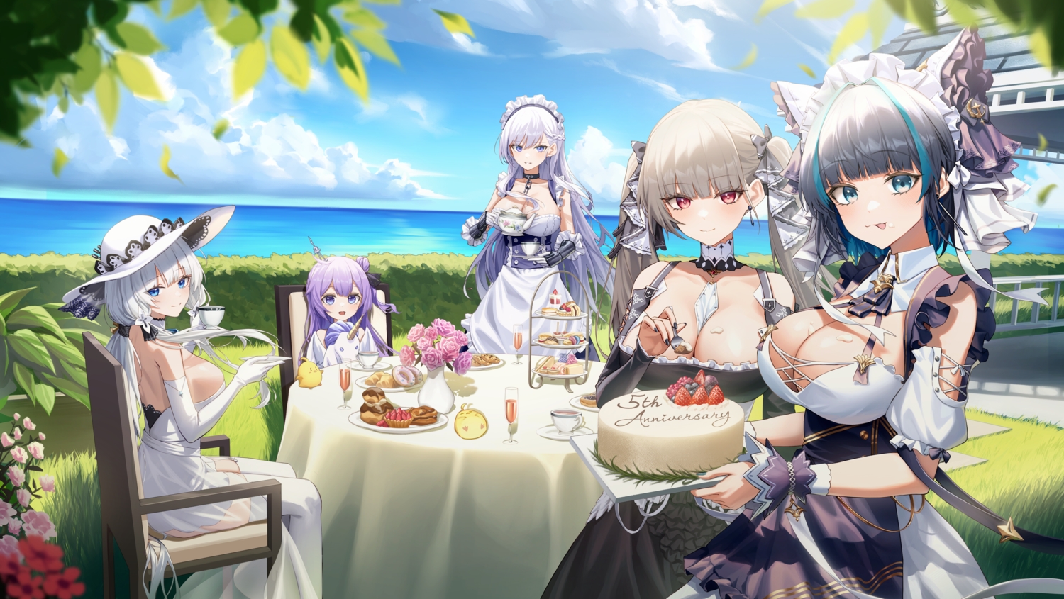 animal, anthropomorphism, azur_lane, belfast_(azur_lane), bird, cheshire_(azur_lane), food, formidable_(azur_lane)