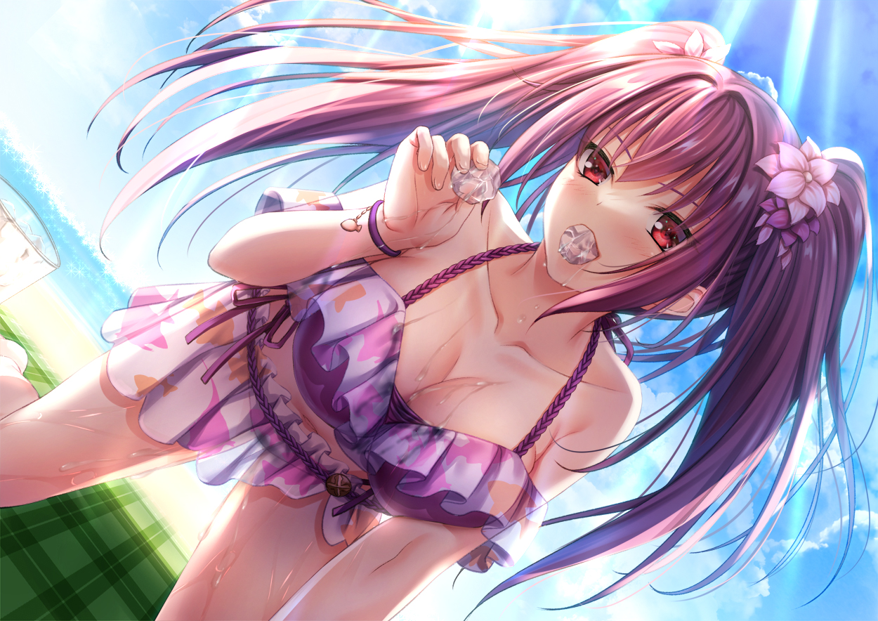 beach, bikini, breasts, cleavage, clouds, fate/grand_order, fate_(series), long_hair