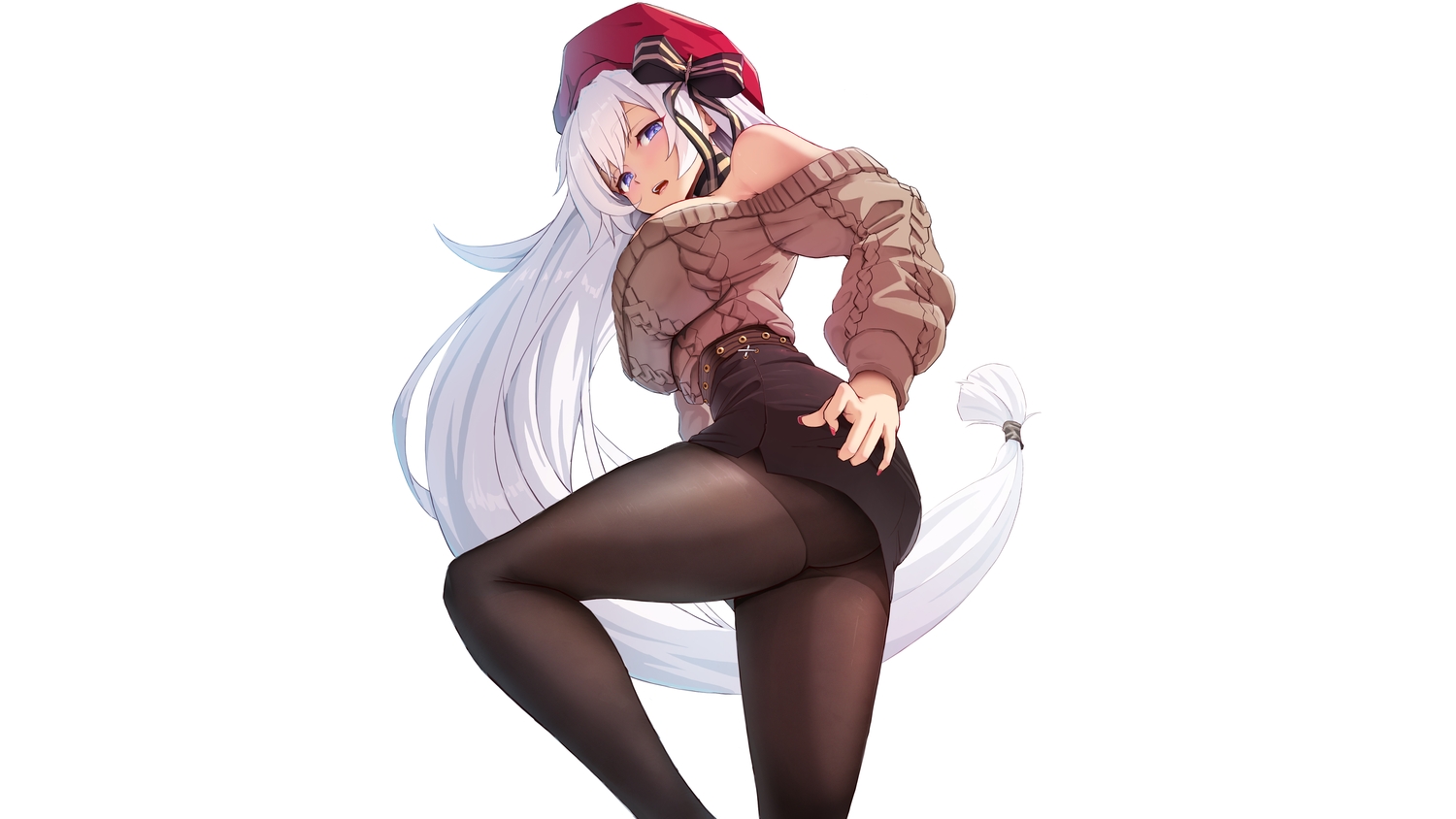 anthropomorphism, ass, azur_lane, belfast_(azur_lane), blue_eyes, bow, breasts, collar