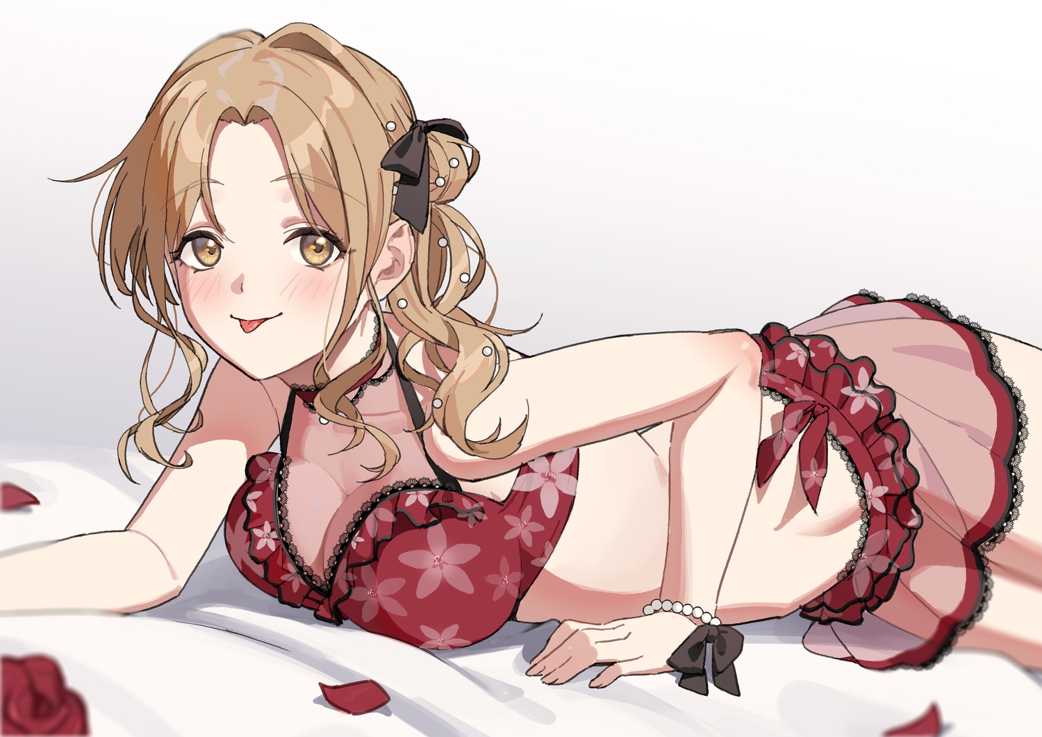 bikini, breasts, brown_eyes, brown_hair, cleavage, goumudan, ichikawa_hinana, idolmaster