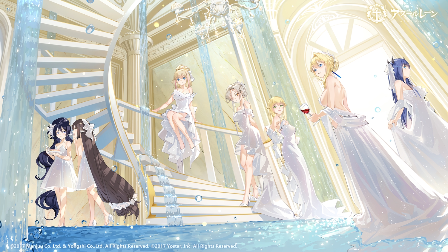 anthropomorphism, aurora_(azur_lane), azur_lane, black_hair, blonde_hair, blue_eyes, braids, brown_hair