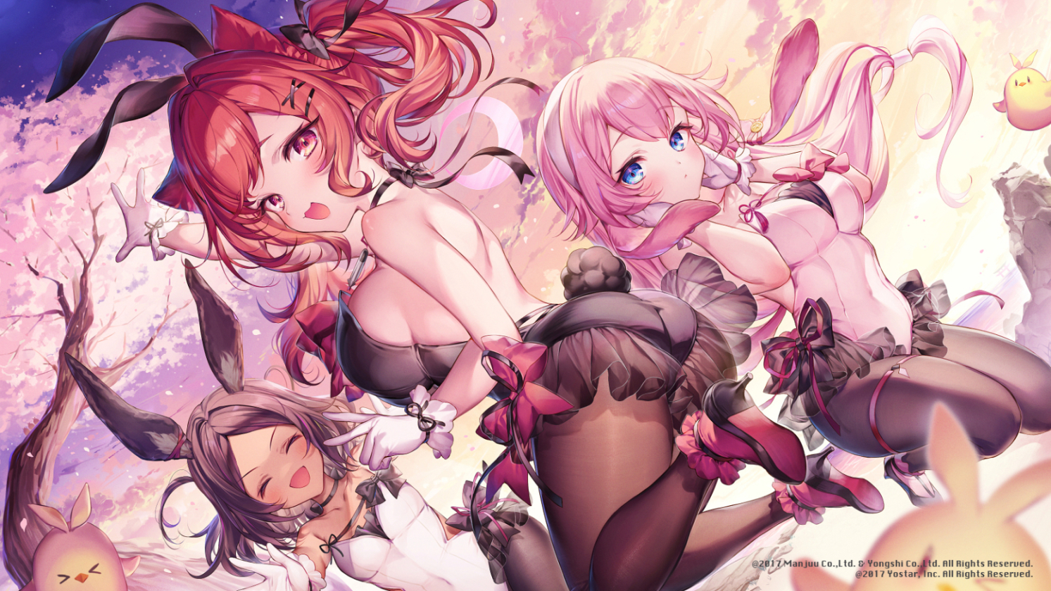 animal, animal_ears, anthropomorphism, ass, azur_lane, bird, blush, bunny_ears