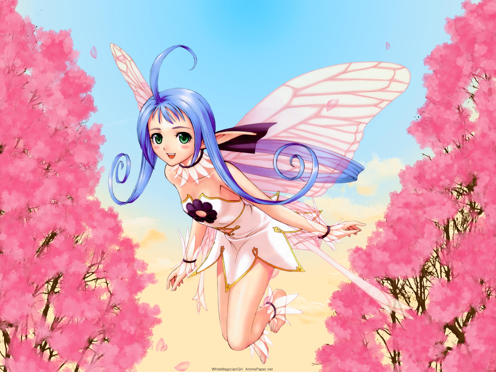 blue_hair, fairy, maple, pointed_ears, shining_tears, taka_tony, wings
