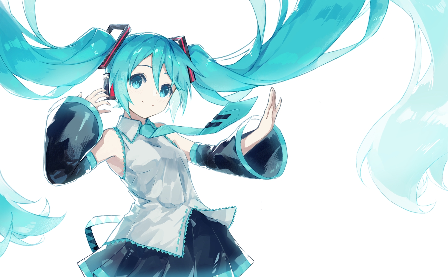 aqua_eyes, aqua_hair, hatsune_miku, long_hair, twintails, vocaloid, yohki