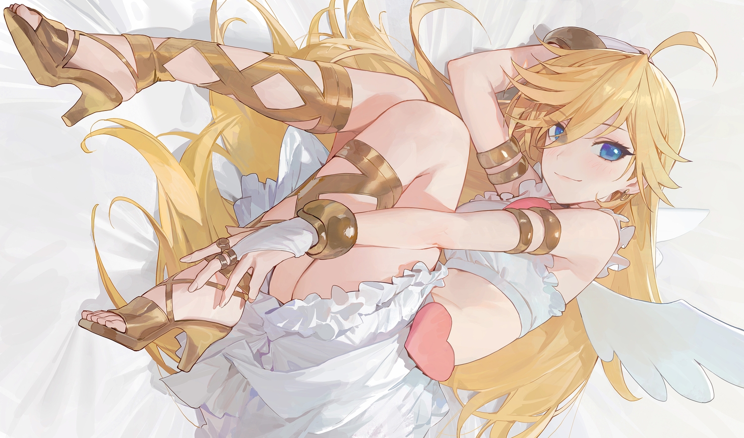 blonde_hair, blue_eyes, long_hair, modare, panty_(character), panty_&_stocking_with_garterbelt, shirt, skirt
