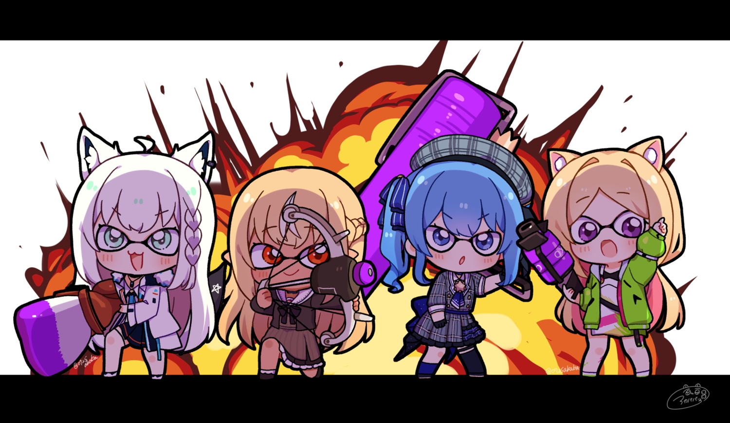 0725akaba, aki_rosenthal, animal_ears, aqua_eyes, blonde_hair, blue_eyes, blue_hair, blush