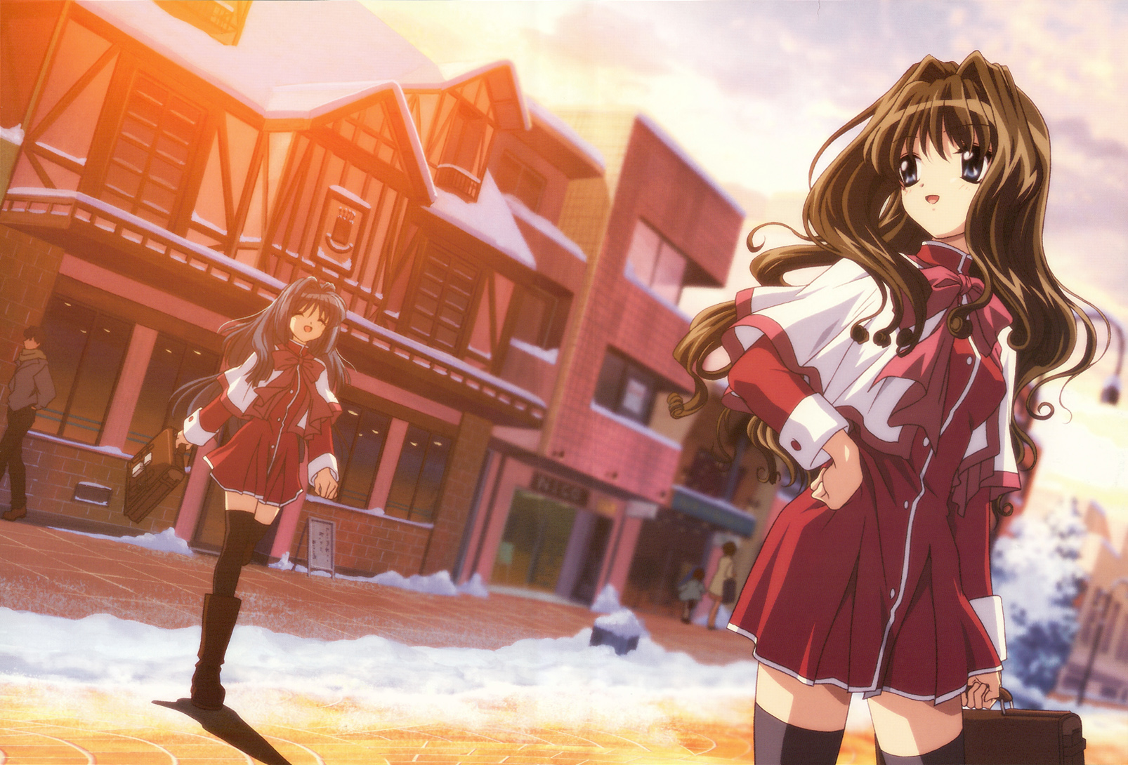 kanon, minase_nayuki, misaka_kaori, school_uniform, thighhighs
