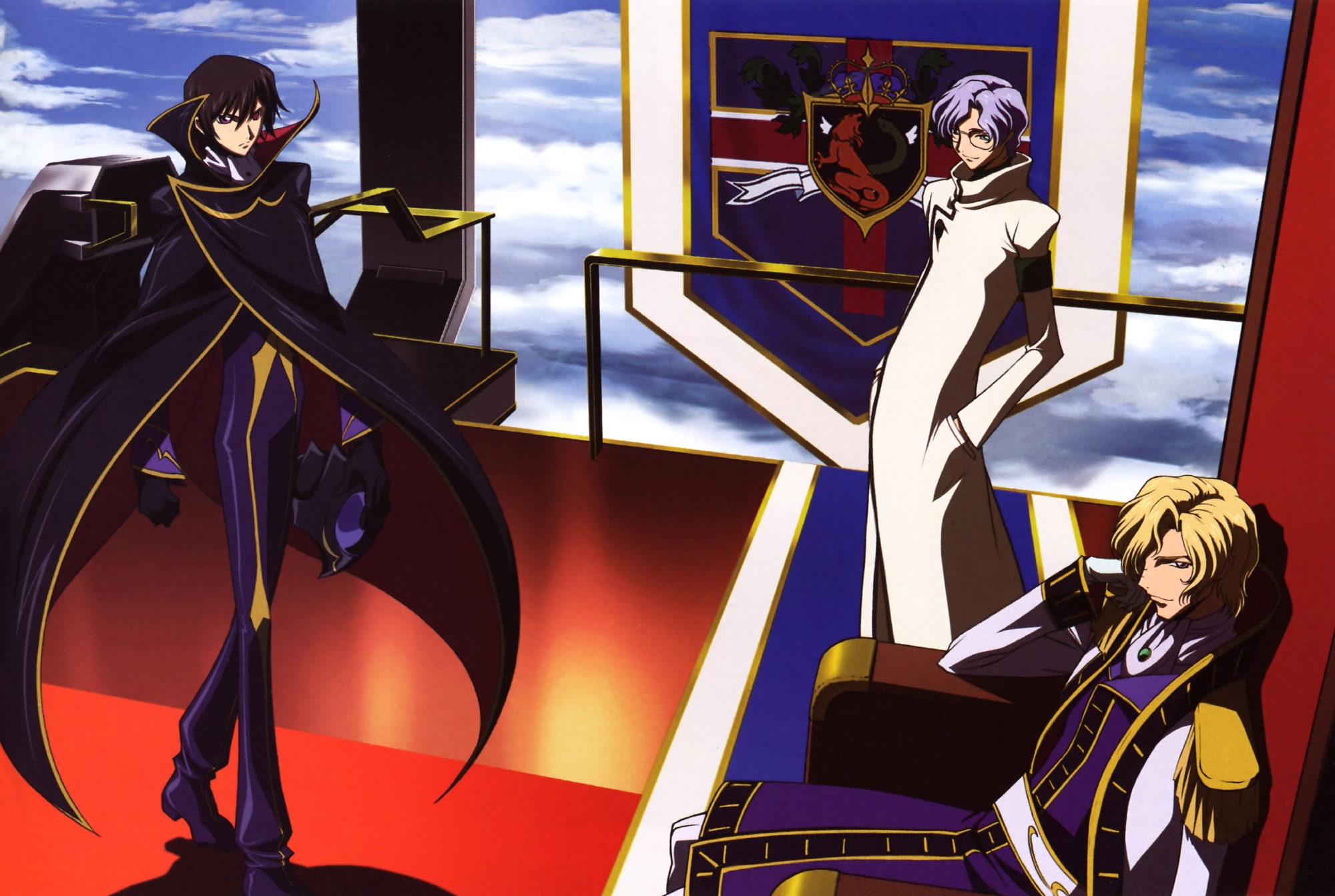 all_male, code_geass, lelouch_lamperouge, lloyd_asplund, male, schneizel_el_brittania