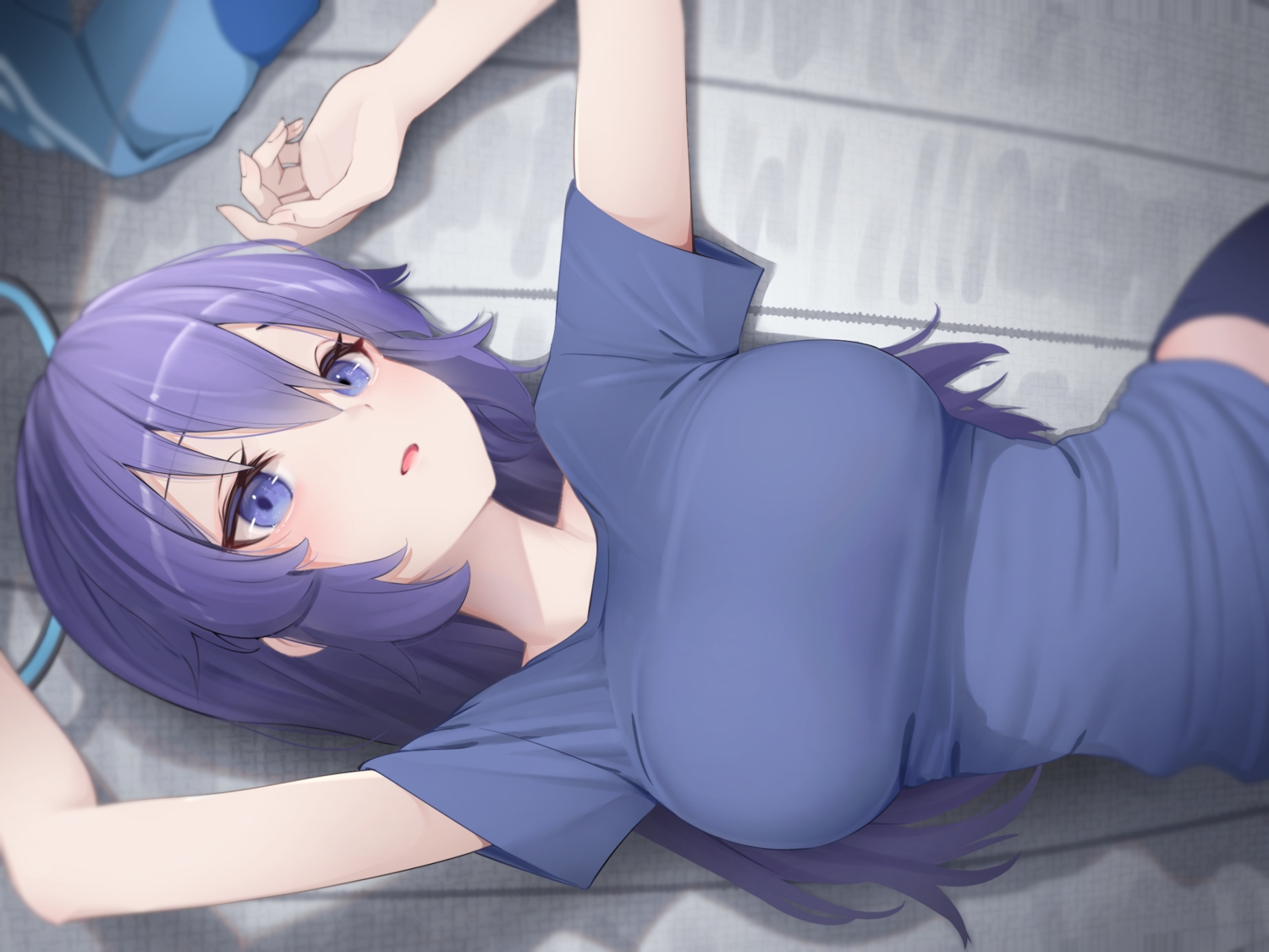 bananafish1111, blue_archive, close, halo, hayase_yuuka, long_hair, purple_eyes, purple_hair