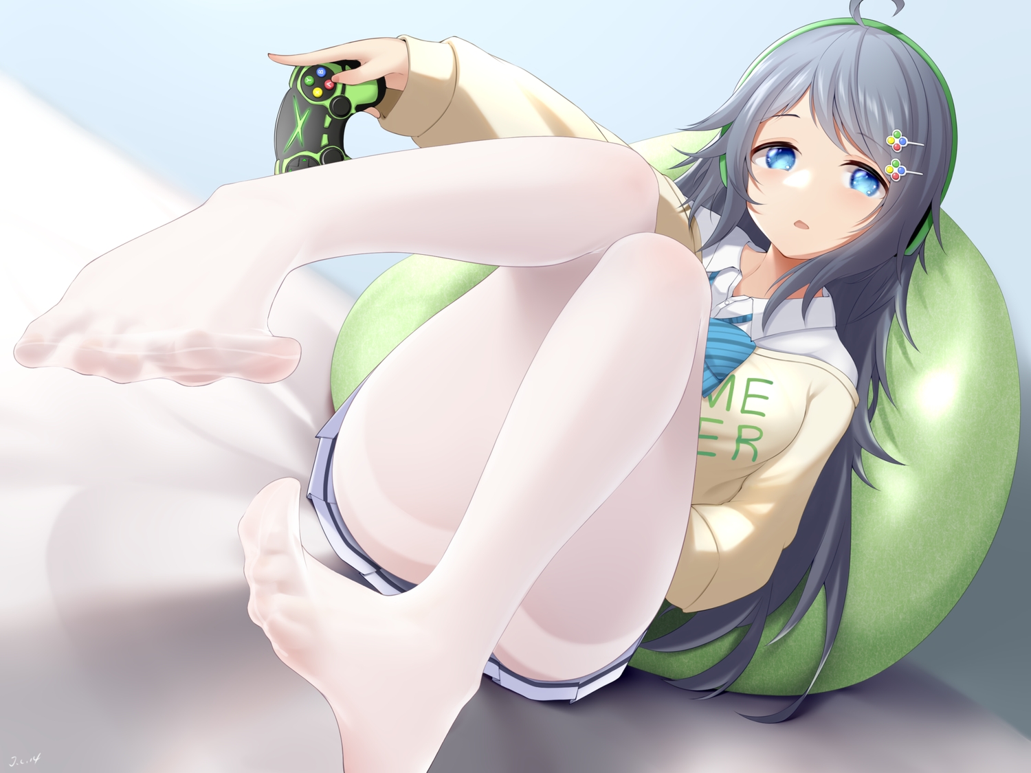blue_eyes, gray_hair, inohara_koboshi, j.c.14, long_hair, ongeki, pantyhose, school_uniform
