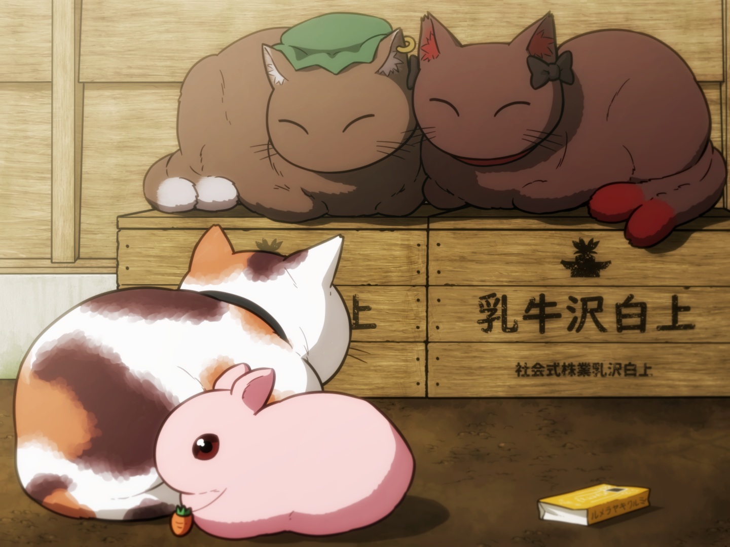 animal, cat, chen, goutokuji_mike, group, hat, inaba_tewi, kaenbyou_rin, multiple_tails, no_humans, rabbit, shirosato, tail, touhou