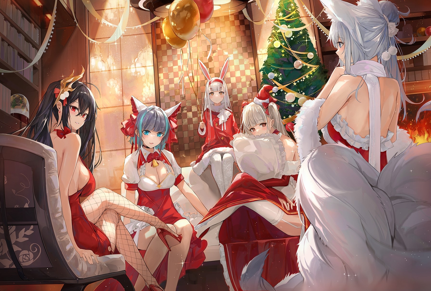 animal_ears, anthropomorphism, azur_lane, black_hair, blue_eyes, breasts, brown_eyes, bunnygirl