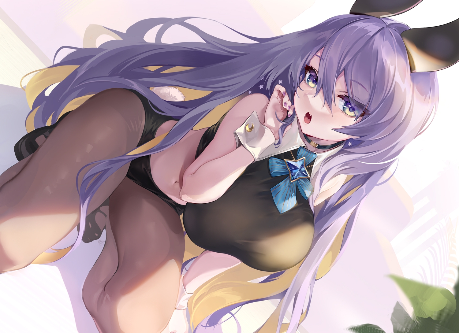 animal_ears, breasts, bunny_ears, bunnygirl, choker, hololive, long_hair, moona_hoshinova