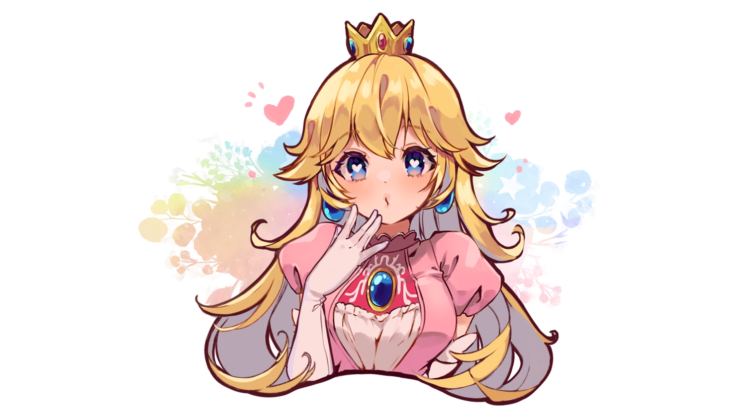 blonde_hair, blue_eyes, crown, elbow_gloves, gloves, heart, long_hair, nachoz_(nachozart)