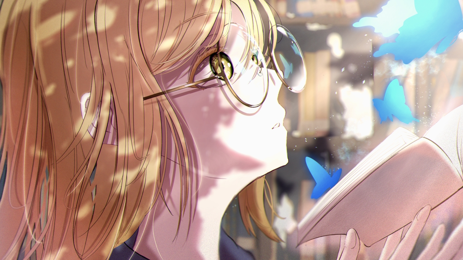 book, close, glasses, kunikida_hanamaru, love_live!_school_idol_project, love_live!_sunshine!!, luff_(n_aaa01)
