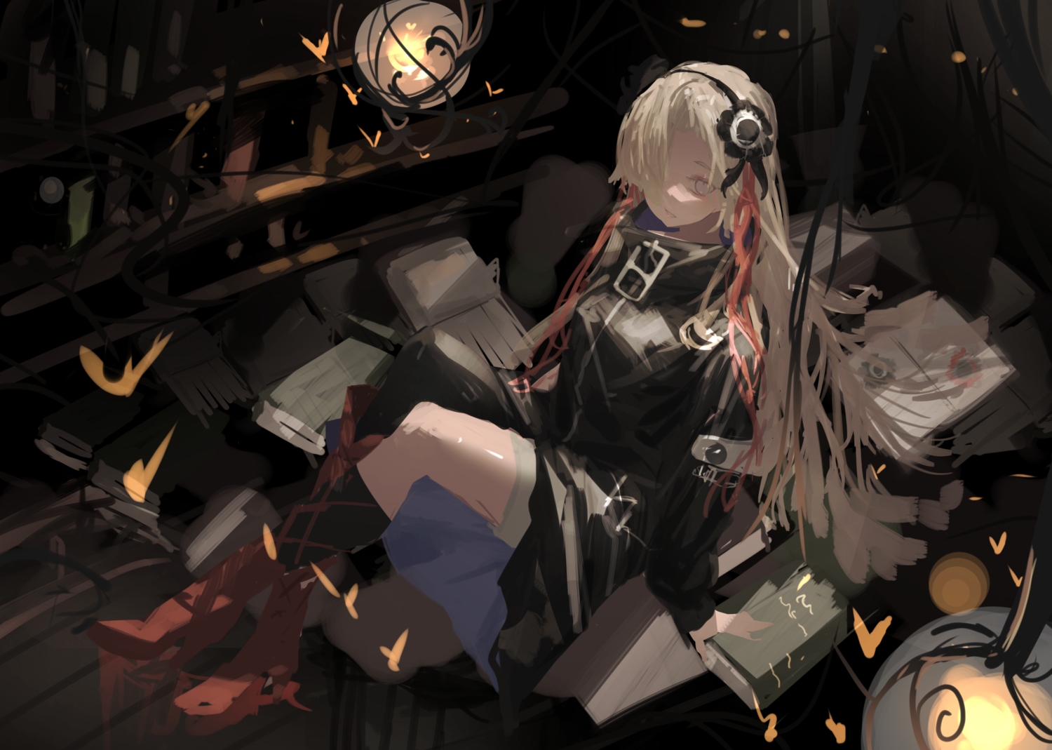 book, isekaijoucho, kamitsubaki_studio, kuronoiparoma, long_hair, sketch