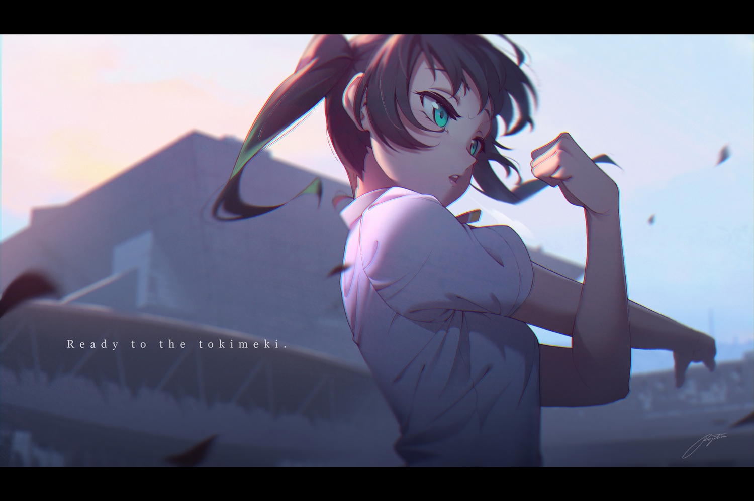 blush, brown_hair, building, green_eyes, love_live!_nijigasaki_high_school_idol_club, love_live!_school_idol_project, regition, shirt