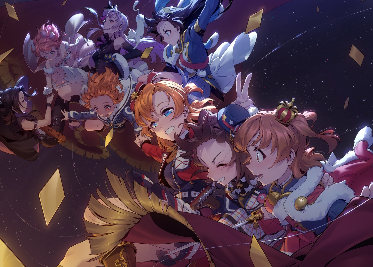 aijou_karen, bang_dream!, crossover, kagura_hikari, kousaka_honoka, love_live!_nijigasaki_high_school_idol_club, love_live!_school_idol_project, love_live!_sunshine!!