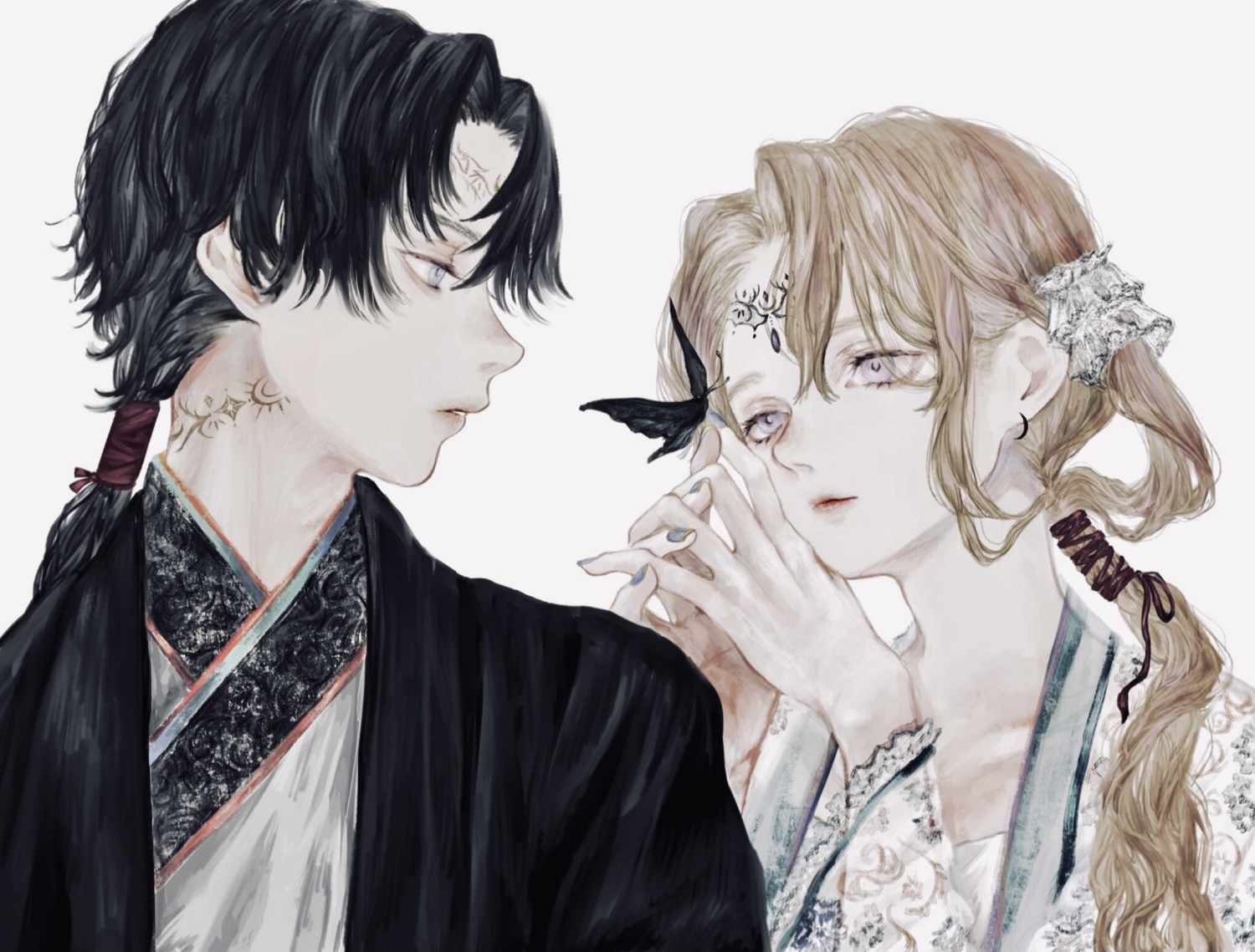 butterfly, long_hair, male, original, shirone_(coxo_ii)