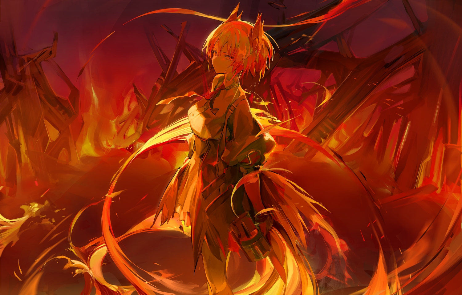 arknights, fiammetta_(arknights), fire, koio, polychromatic