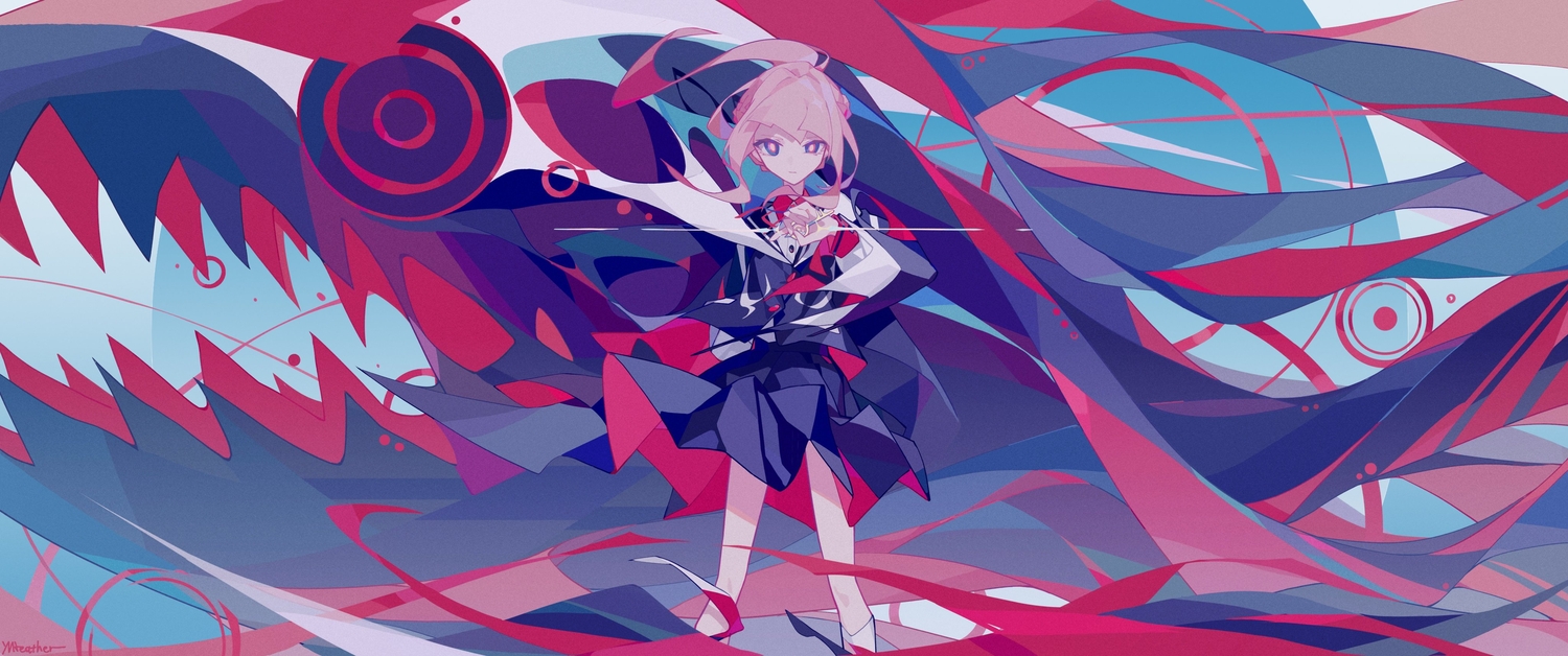 animal, blue_eyes, fagun_yibei, fish, kaf, kamitsubaki_studio, pink_hair, polychromatic