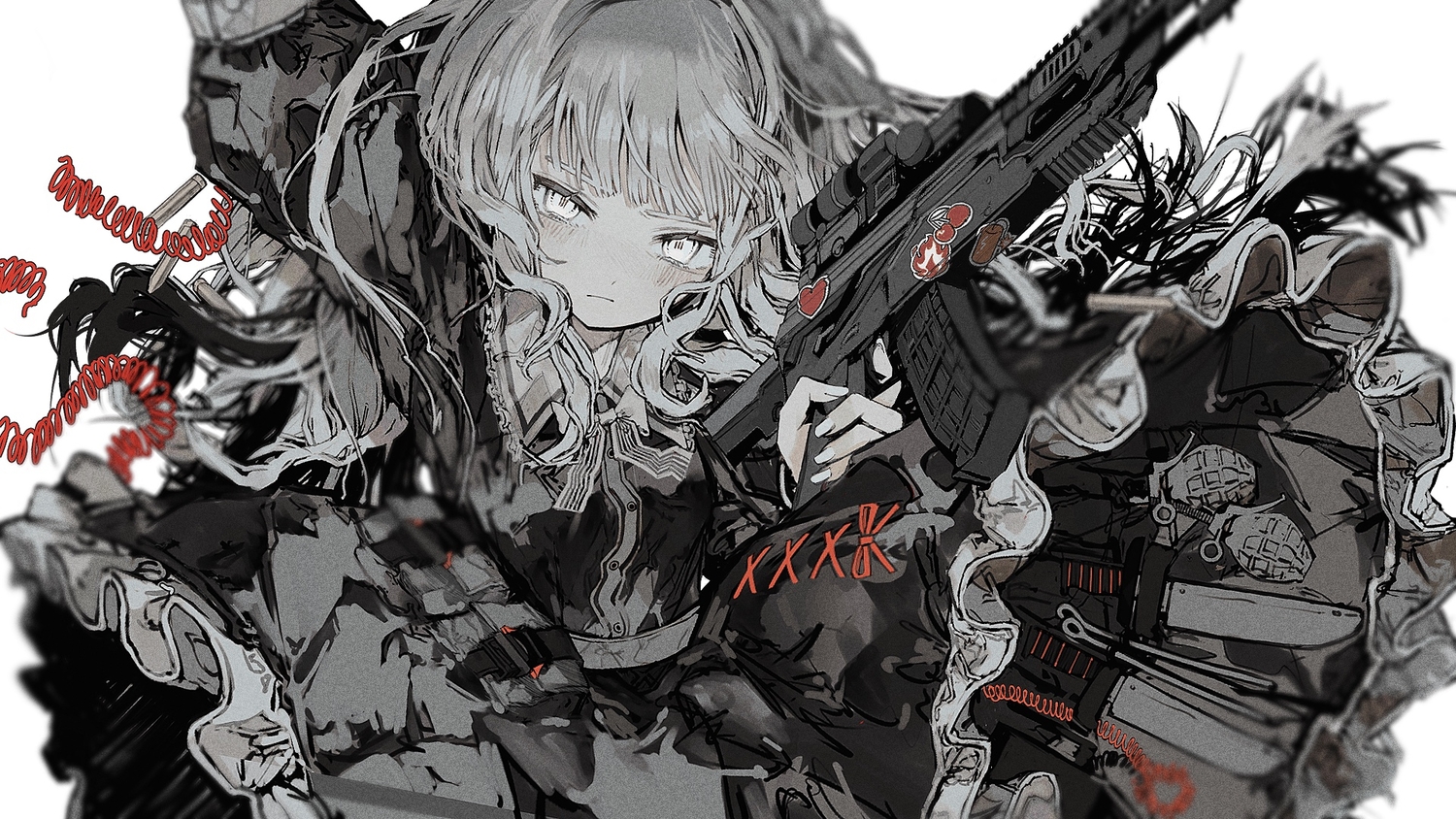 dress, goth-loli, gun, knife, lolita_fashion, original, polychromatic, tekito_midori, weapon