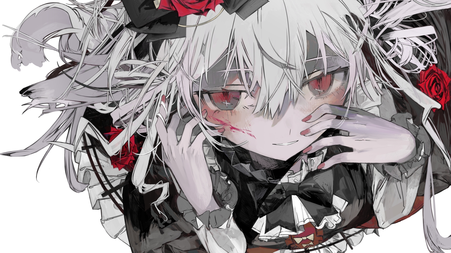 blood, close, goth-loli, lolita_fashion, original, red_eyes, tekito_midori