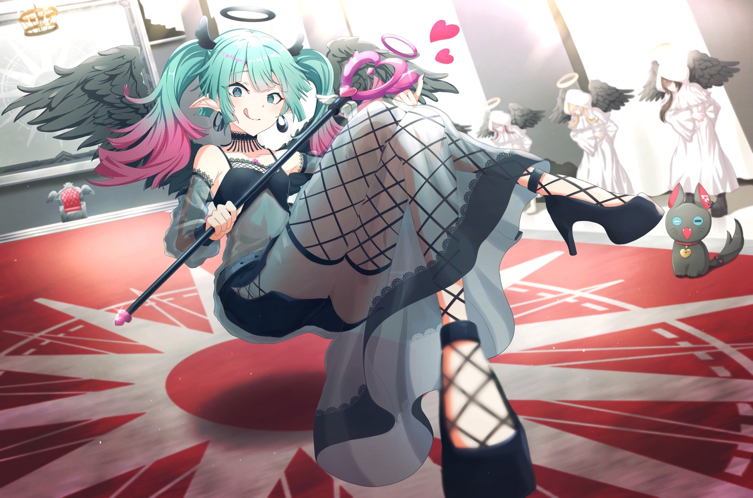 angel, choker, halo, hatsune_miku, itogari, jpeg_artifacts, pointed_ears, see_through