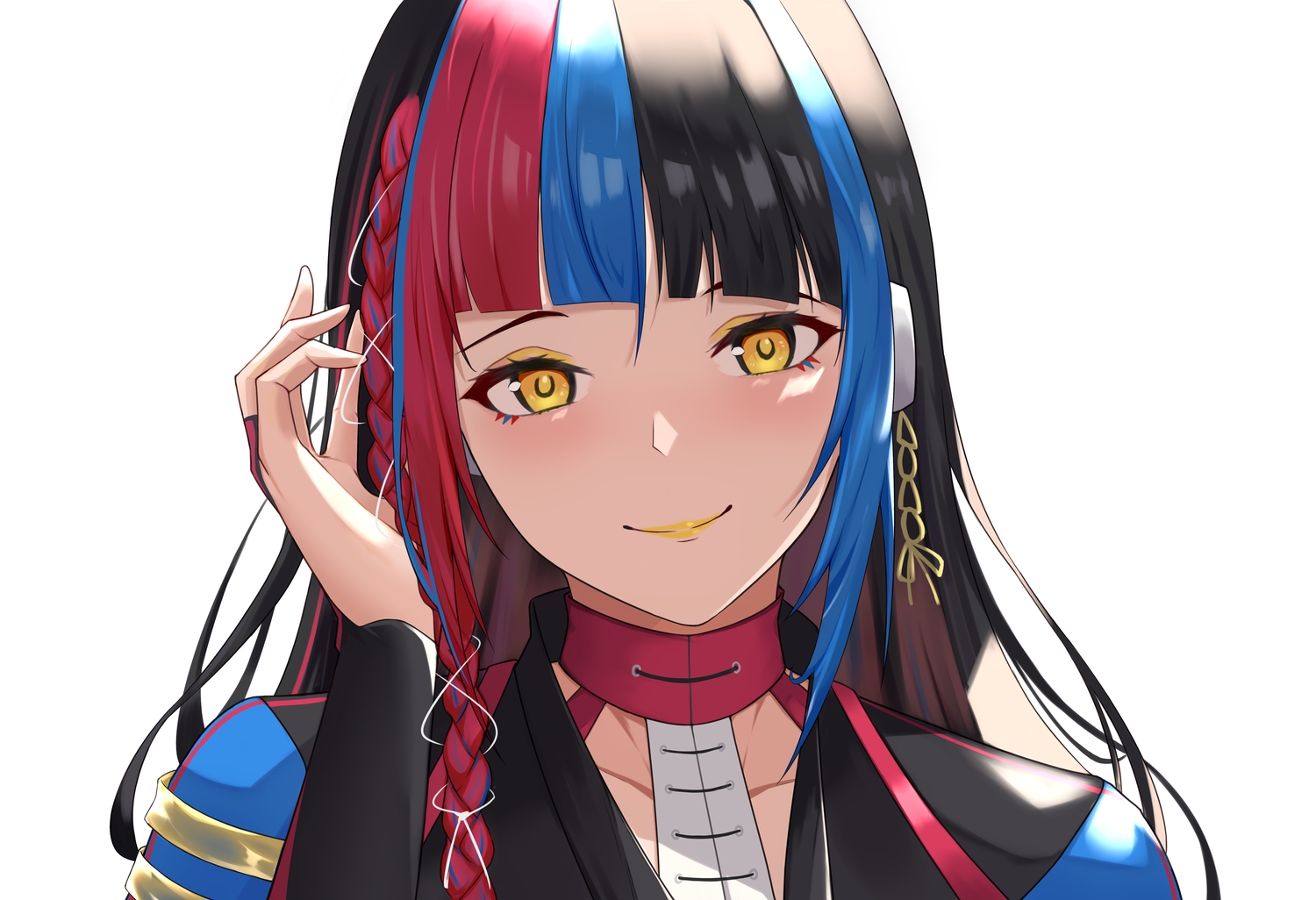 aweiwei1998, black_hair, blue_hair, braids, close, harusaruhi, kamitsubaki_studio, red_hair