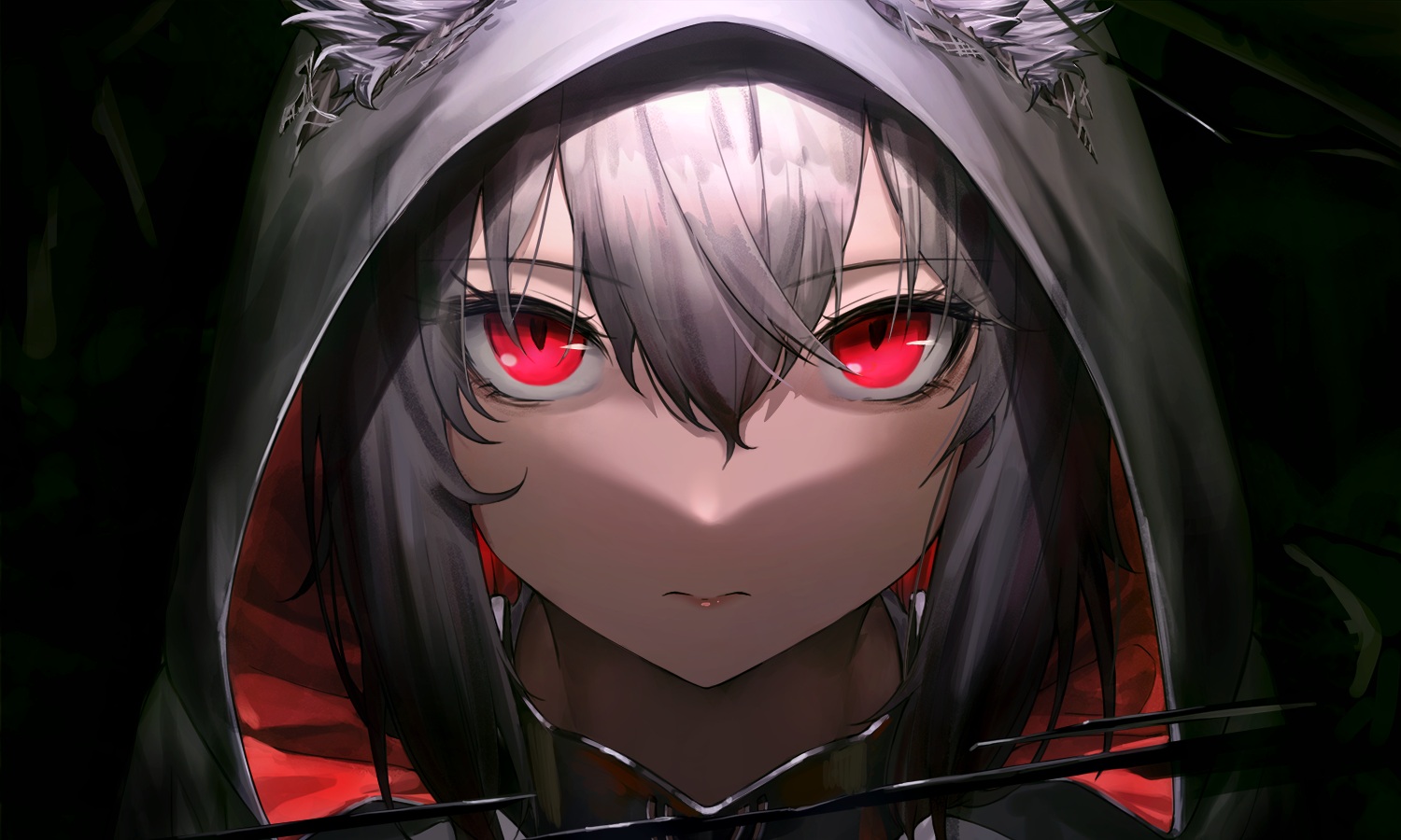 animal_ears, close, dl_(dl_6ix), gray_hair, hood, original, red_eyes