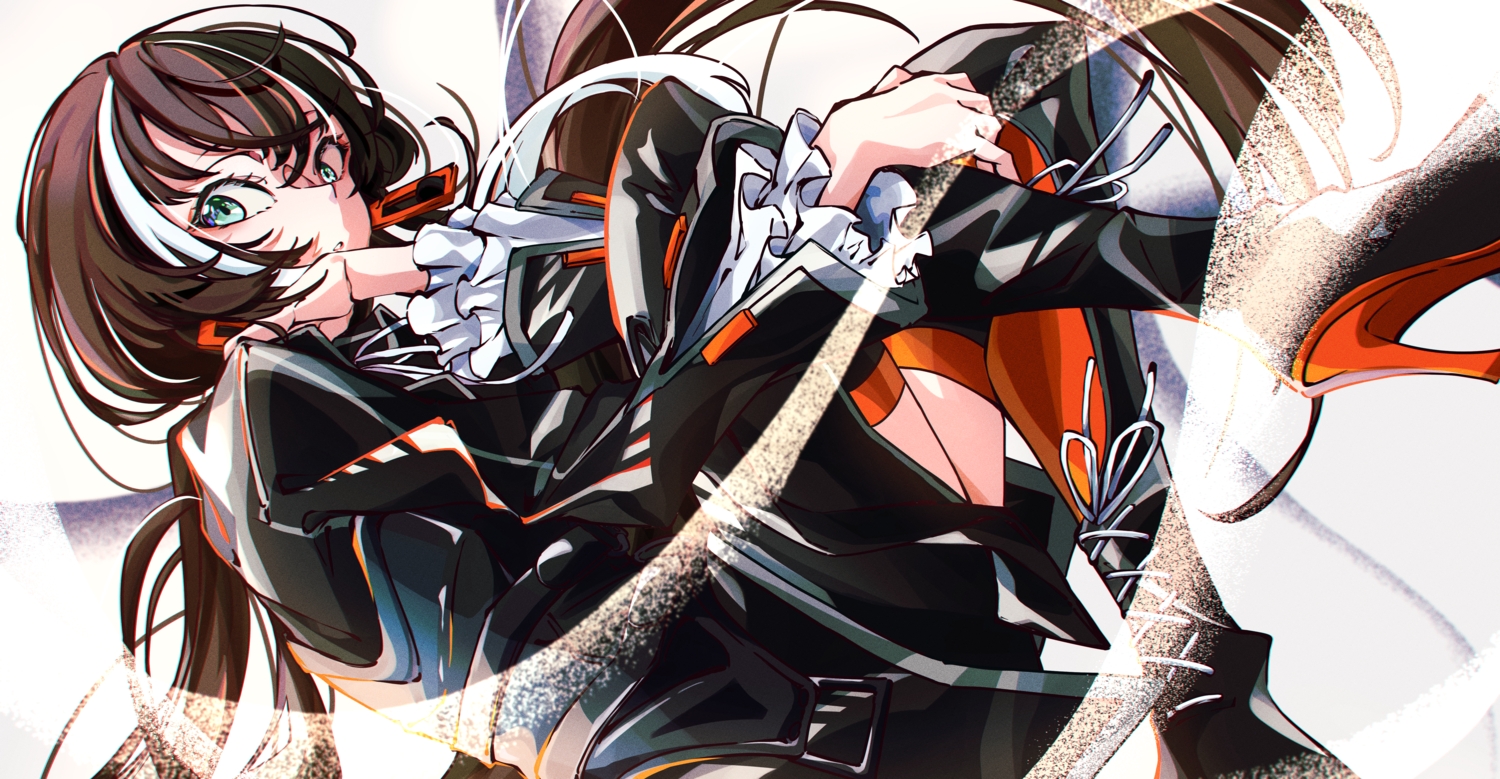 asu_(sinsekai), boots, brown_hair, green_eyes, sinsekai_studio, tattsun_(ta_tsuki)