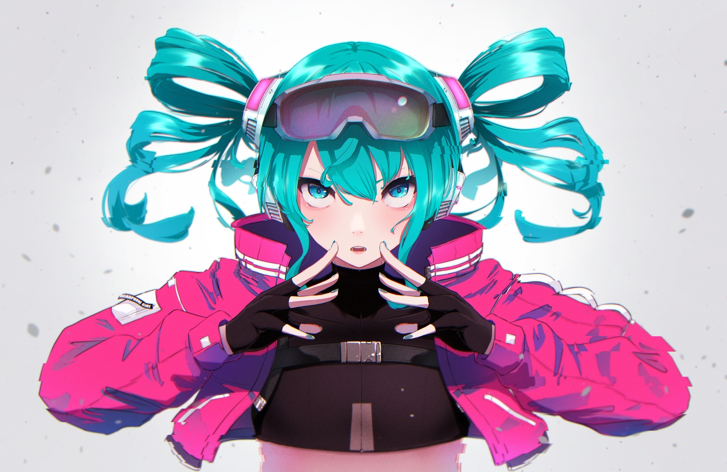 aqua_eyes, aqua_hair, close, gloves, goggles, hatsune_miku, headphones, kasoku_souchi