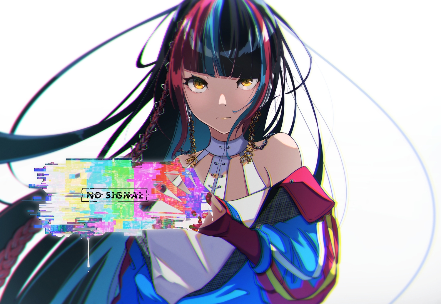 black_hair, blue_hair, braids, harusaruhi, kamitsubaki_studio, kasoku_souchi, long_hair, red_hair