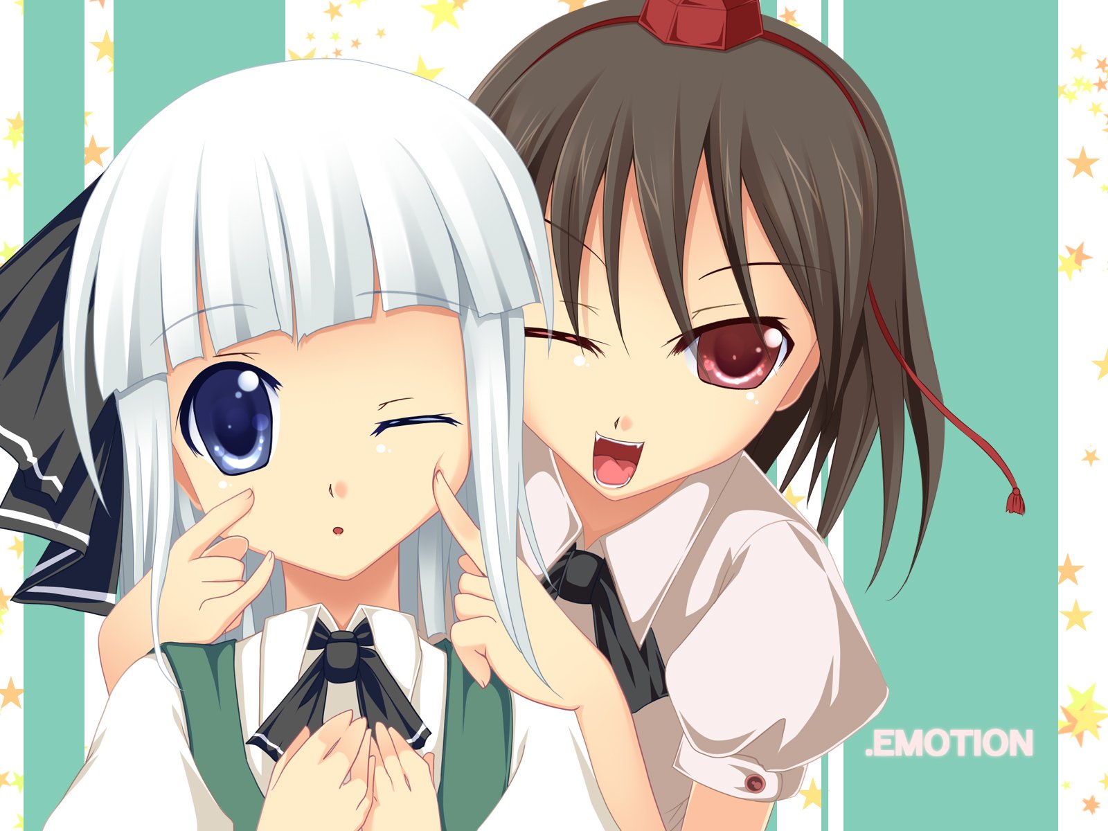 kirise_mitsuru, konpaku_youmu, shameimaru_aya, touhou, wink