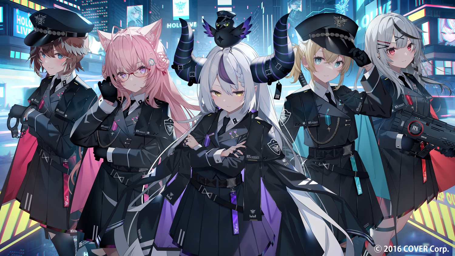 animal, animal_ears, aqua_eyes, bird, blonde_hair, braids, brown_hair, building