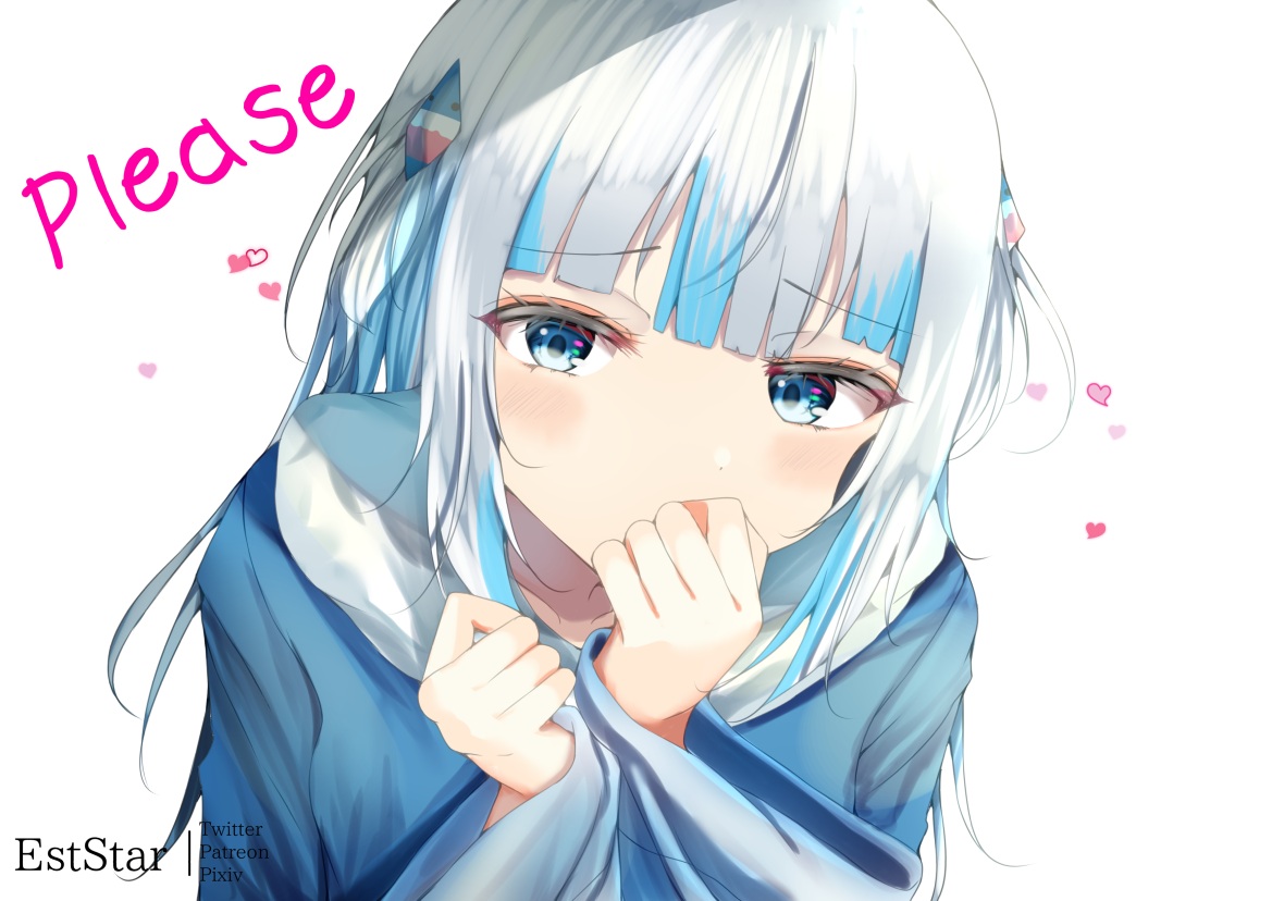 aties20, blue_eyes, blush, close, gawr_gura, heart, hololive, hood