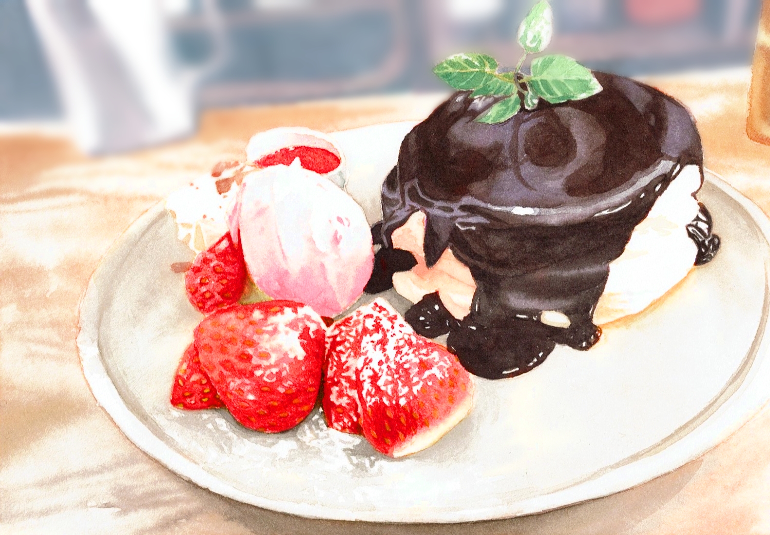 aon968, chocolate, food, fruit, no_humans, original, strawberry
