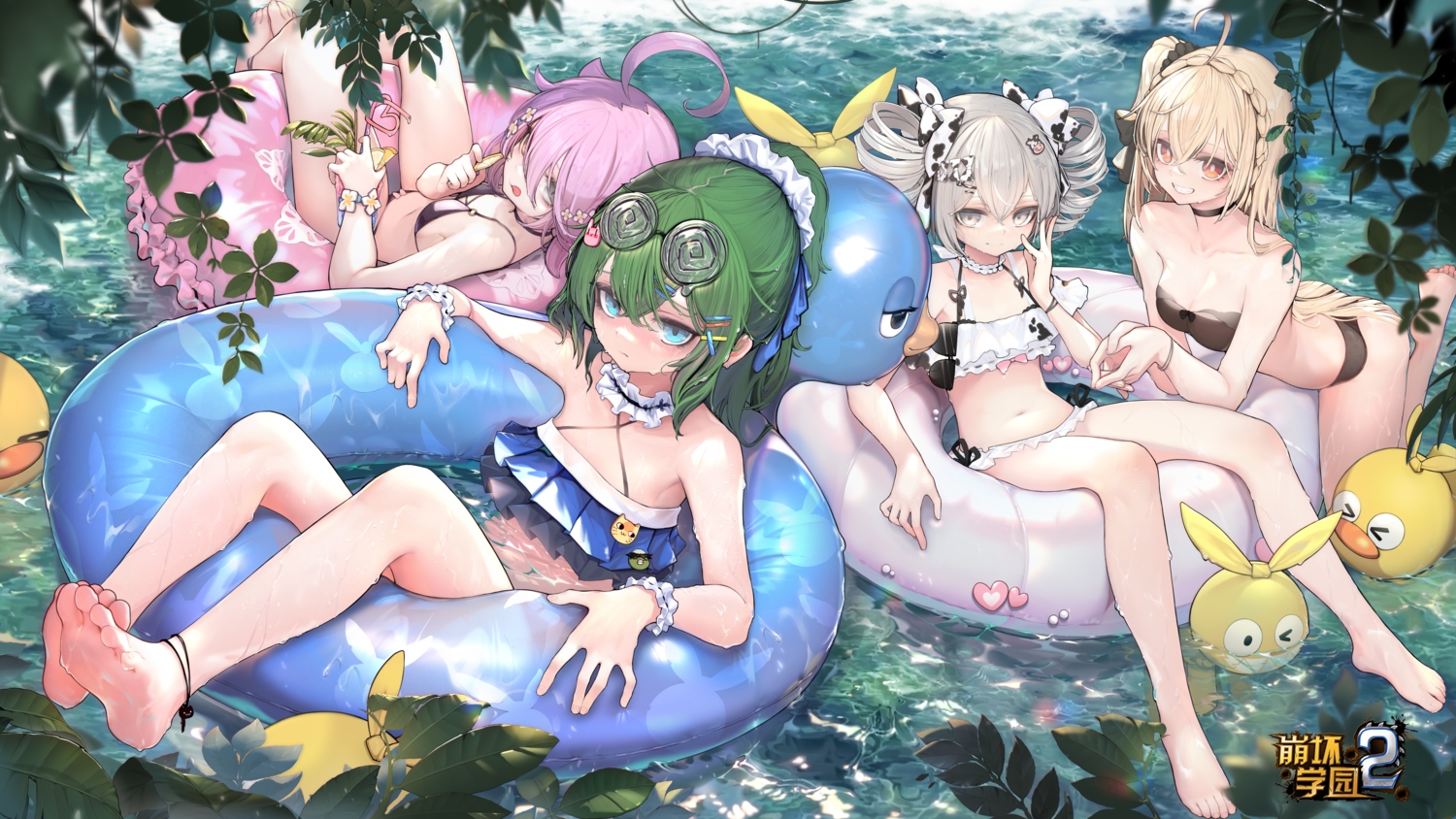 aqua_eyes, barefoot, bikini, blonde_hair, bronya_zaychik, femirins_(honkai_impact), glasses, gray_eyes