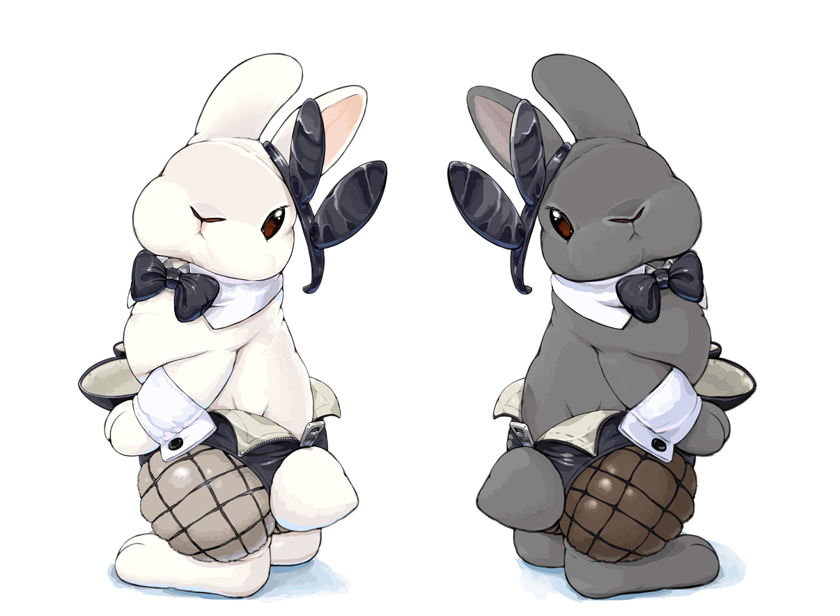 animal, animal_ears, bunny_ears, headband, leotard, lilac_(p-f_easy), no_humans, original, pantyhose, rabbit, white