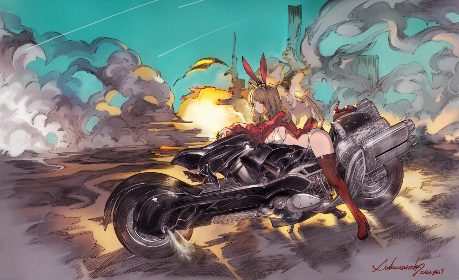 animal_ears, bikini, brown_hair, catgirl, final_fantasy, final_fantasy_xiv, long_hair, miqo'te