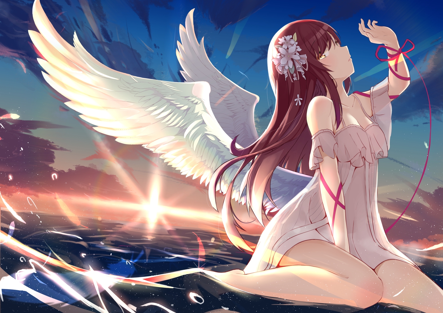 angel, brown_hair, cac_itinose, dress, idolmaster, idolmaster_shiny_colors, long_hair, oosaki_amana