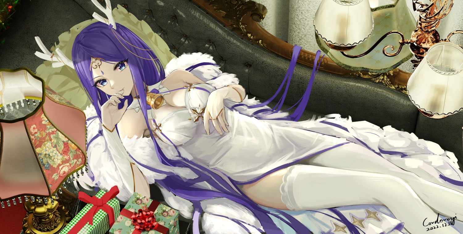 3d, bell, breasts, cleavage, corderoy, couch, dress, honkai_impact