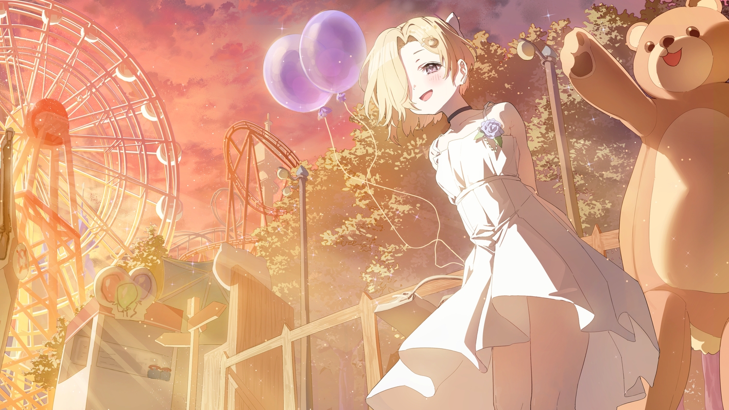apple_pie, blonde_hair, dress, gray_eyes, idolmaster, idolmaster_cinderella_girls, idolmaster_cinderella_girls_starlight_stage, shirasaka_koume